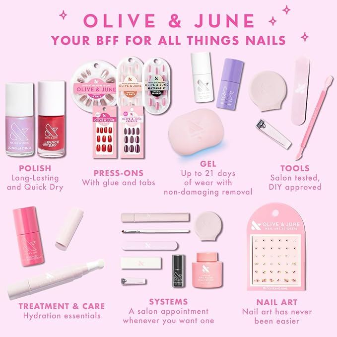 Olive & June Nail Art Stickers | Easy-to-Use Nail Designs | Nail Art Made Easy | Hand-Screened, No-Fade Ink | Accent, Mix & Match, or Cover Chipped Polish | Feeling Groovy