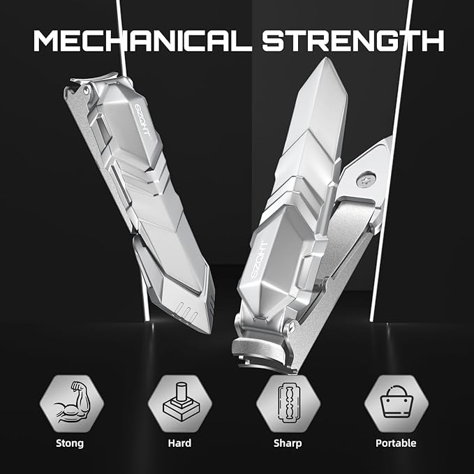 SZQHT Nail Clippers,Precise and Durable Toe Nail Clippers with Catcher and Nail File,Fingernail Clippers forThick Nails,Nail Cutter Without Mess for Men and Women(Gray)