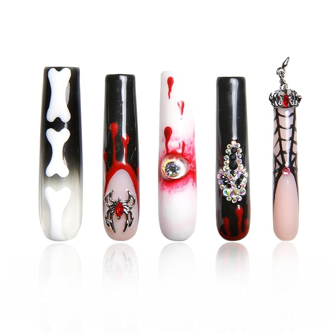 LOVFUL Press on Nails Final Destination | Handmade with Full Covered Crystals | Reusable Fake Nails | Square | H133-L, pink