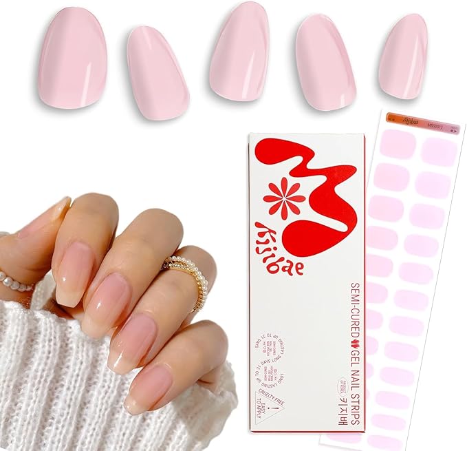 Semi Cured Gel Polish Strips | 24pc UV LED Required Wraps | Gift Peel and Stick Nails | Coquette DIY Home Manicure | Press On Alternative (High Maintenance)