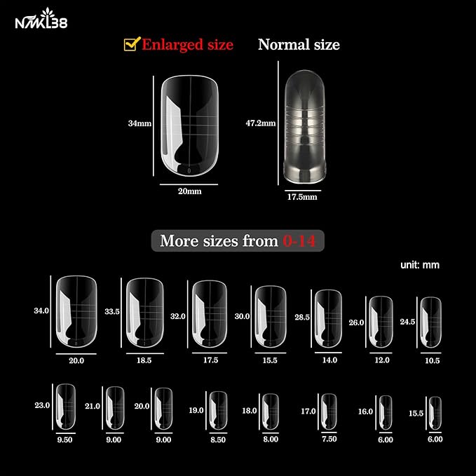 NMKL38 150PCS Dual Nail Forms 12 Sizes Extension Poly Nail Gel Full Cover Nail Molds With Scale Nail Art Design for Salon DIY at Home