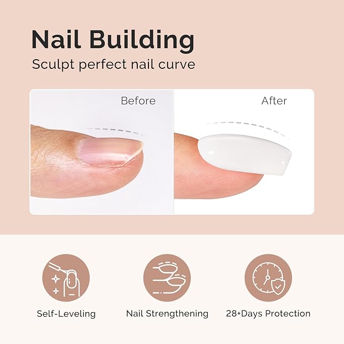 MelodySusie Hema Free Milky White Builder Nail Gel for Nails Thickening, 0.5 Fl Oz, Soak Off UV Extension Gel, Nail Art Design Salon DIY Manicure at Home for Women H1021