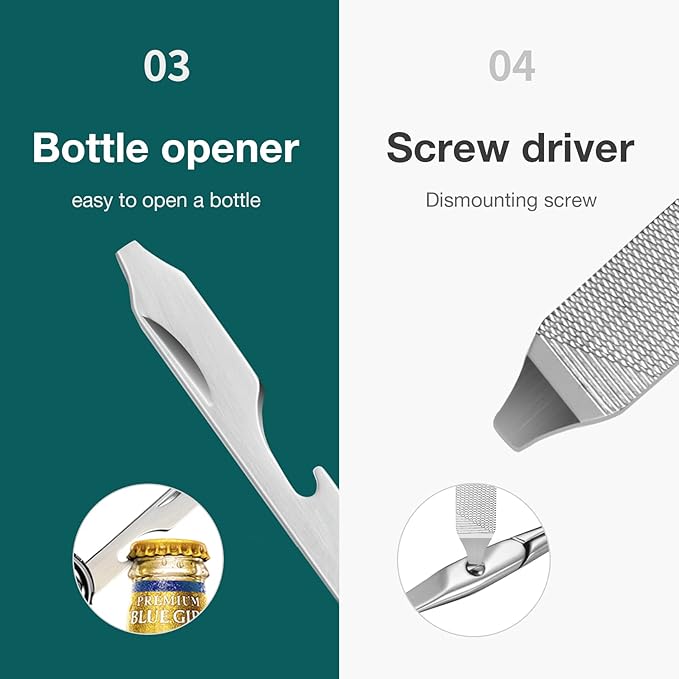MR.GREEN Multifunctional Nail Clippers Stainless Steel Six Functions Nail Cutter Nail Files Small Knife Scissors (Large)