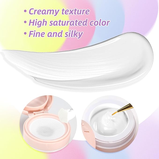 Cushion Gradient Painting Gel, Ombre Nails Aura Nails Full Coverage Precise Control of Each StrokeLong Lasting French Manicure Soak Off UV LED DIY Nail Art White (01)