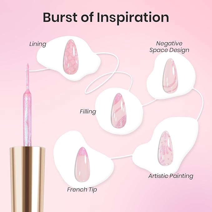 Beetles Pearl Pink Gel Nail Polish,Pearlescent Pink Mermaid Nail Drawing Gel Nail Art Polish Soak Off Uv Led Shimmer Liner Nails Art with Dotting Pen & Nails Charms Gift for Women