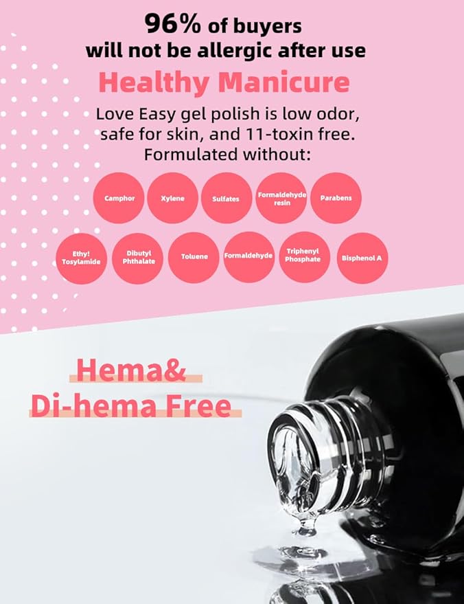 Hema Free Builder Gel (Milky White+ Baby Pink) - Hypoallergenic Strong Base Coat | Long-Lasting Adhesion (30+ Days) for Professional Nails Gift for Women