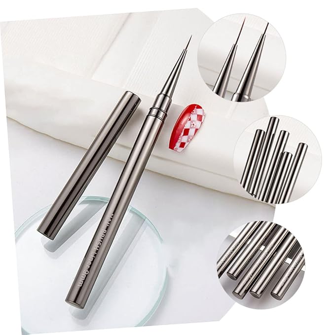 Nail Art Liner Brush Pen Precision Manicure Tool for Diy Nail Design Metal Handle for Home and Professional Use