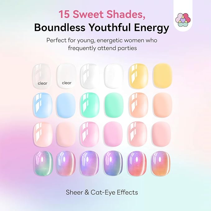 SAVILAND Hema-Free Poly Gel Nail Kit for Beginner :15 Poly Gel Colors Kit for 4 Weeks Lasting, Clear White Pink Sheer Cat Eye with U V Lamp Slip Solution for Quick Nail Extensions Travel Party Art DIY