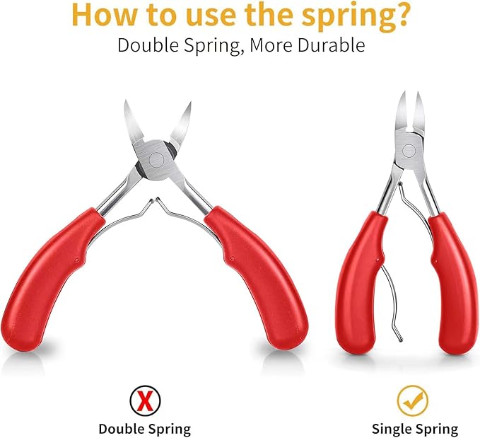 Toenail Clippers, Medical Grade Toe Nail Trimmer, Nail Clippers for Thick Nails or Ingrown Toenail Tool, Stainless Steel Sharp Pedicure Toe Nail Clippers Adult, Rubber Handle. (Red)