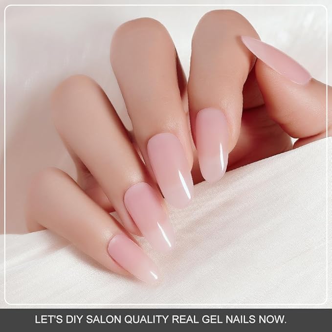 Arte Clavo Semi Cured Gel Nail Strips, 20 Pcs Gel Nail Stickers with UV Light Required, Salon Quality, Long Lasting, Easy Apply and Remove (Skin Pink)