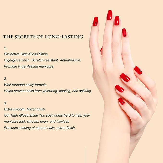 Vishine 16ml DUO Gel Top Coat and Base Coat 2Pcs Set, No Wipe Protective Ultra Glossy Top Coat and Base Top Coat Long Lasting Soak Off UV LED Gel for Home DIY and Nail Salon