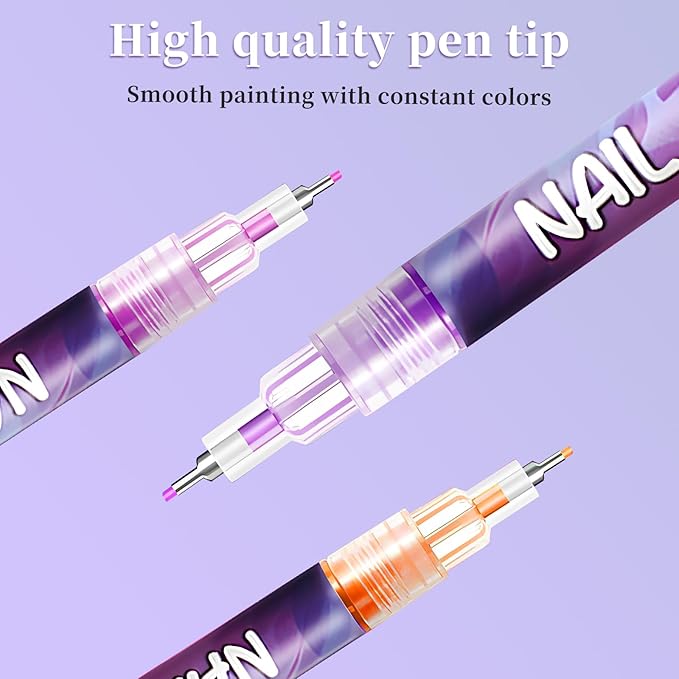 12 Colors Nail Art Pens Set, Nail Art Polish Pen for 3D Nail Art, Drawing Painting Liner Brush for DIY Nail Art Beauty Adorn Manicure Tools (1 Sets)