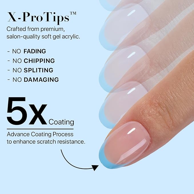 SXC Cosmetics X-Pro Tips French Tip Press On Nails - Bright Pastel Glow in the Dark Series (GLOW118KIT-XS Almond)