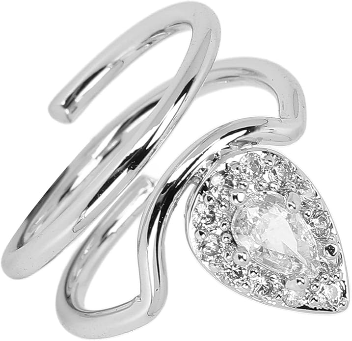 Rhinestone Nail Rings - Fingertip Jewelry for Nail Art Decoration - Valentine's Day Gift for Women (Platinum)