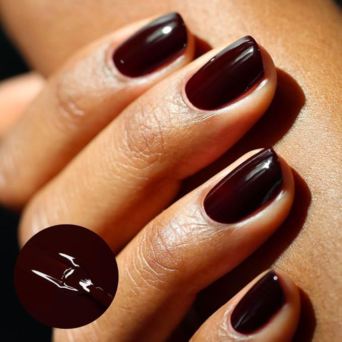 Manucurist Green Flash LED Hollyhock - Black Cherry Red Gel Nail Polish - Blackish Red Gel Polish - Vegan, 12-Free, Plant-Based - Strengthens and Protects the Nail - Made in France - 0.5 fl oz