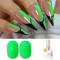 Double Rhythm Gel Polish 15ML Jelly Sheer Pastel Light Milky Color Pearl White Bottle 1 PC 0.5 OZ Full Size Nail Art Salon at Home (Neon Green-D1042)