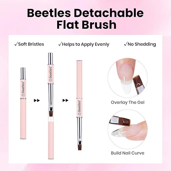 Beetles Hema Free Hard Gel for Nails,2.12 oz 9 in 1 Hard Gel for Nail Extension & Strengthening Broken Nail Repair with Flat Brush 100 Pcs Nail Forms UV LED Lamp Cured Salon Nail Technicians Women