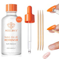 Modelones 50 ML Nail Glue Remover for Press On Nails, Upgrade Clear Stick On Nails Remover for Acrylic Tips, Nail Polish Remover with Wood Stick
