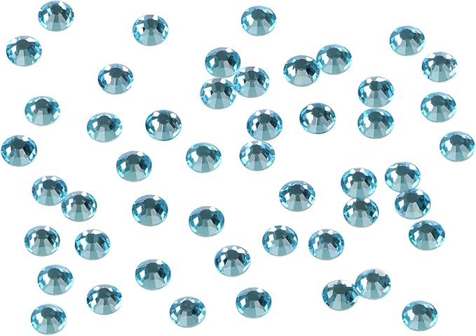 2880PCS Art Nail Rhinestones Non Hotfix Glue Fix Round Crystals Glass Flatback for DIY Jewelry Making with one Picking Pen (ss4 2880pcs, Aquamarine)