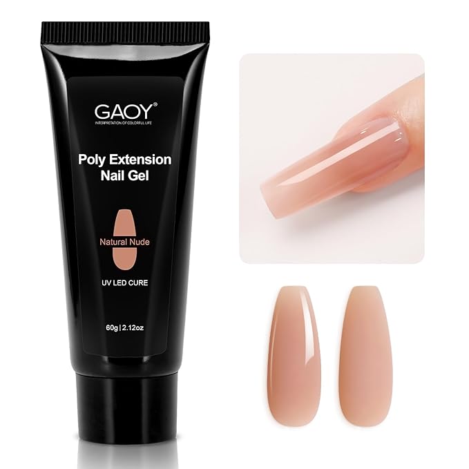 GAOY Poly Gel, 60g Nail Extension Gel, Natural Nude Builder Enhancement for Beginner & Professional Nail Art Salon DIY at Home