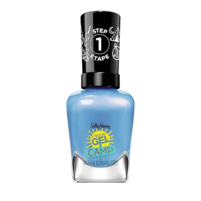 Sally Hansen Miracle Gel Salon Quality Nail Polish | Gel-Like Formula, Two-Step System, No UV Light Needed, Long Lasting | Opaque, Glossy | 896 Dockside Dreaming | Sky Blue Nail Polish