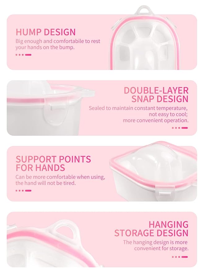 Nail Soaking Bowl, 2PCS Soak Off Gel Polish Dip Powder Remover Manicure Bowl with Triangle Cuticle Peeler and Stainless Steel Cuticle Pusher Nail Art Tool (Pink)