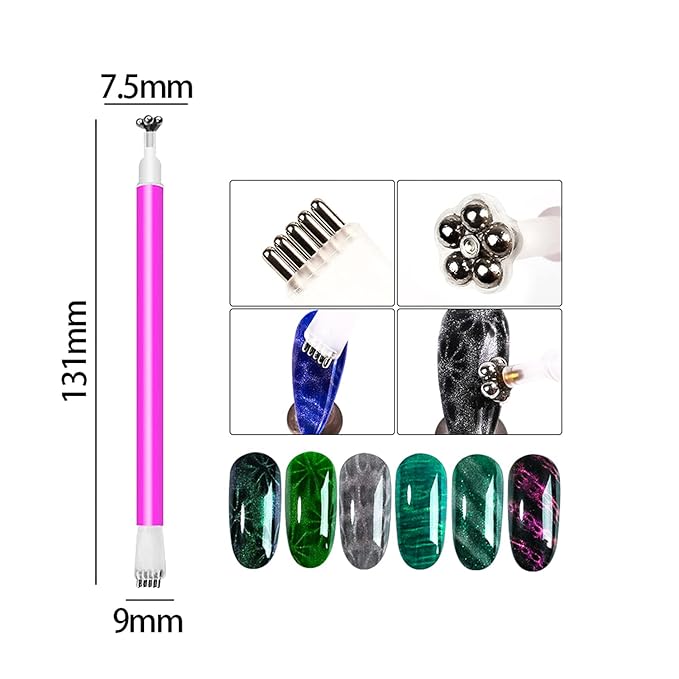 15 Pcs Nail Magnet Tool Set Magnet Plate Wand Board Magnetic Pen Stripe Nail Magnet Double Ended Magnet Wand Magnet Stick for Cat Eye Gel Polish Nail Art