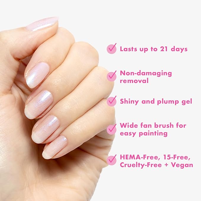 Olive & June Gel Polish | Valentine's Day | UV LED Nail Lamp Needed | Long Lasting Formula | Up to 21 Days of Wear | Damage-Free Removal |Salon-Quality Manicure | Pink Goldfish | Pink Iridescent