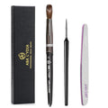 A&K L'YDIA Acylic Nail Brush-2pcs Pure Konlisky Sable hair Crimped Oval Nail Art Brush Black Metal handle with Nail Files for Professional acrylic Application Manicure Crystal Powder Pedicure