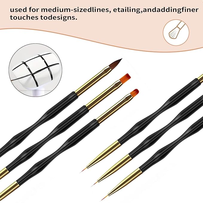 36 PCS Nail Art Tools, Nail Design Kit, Professional Nail Brush Set with Nail Dotting Tools, Gel Polish Painting Brushes & Manicure Accessories for DIY Salon Supply-Black