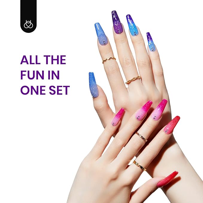 Beetles Color Changing Gel Nail Polish Set - 6 Colors Pink Red Glitter Blue Purple Mood Temperature Change Nail Polish Gel Set Soak Off Nail Art Gel DIY Salon Manicure Gift for Women