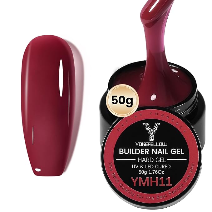 50g Builder Gel for Nails, Long-Lasting Soak-Off Nail Extension Gel for Beginners & DIY Home Salon Manicure(YMH11-Red)
