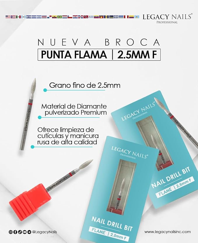 Legacy Nails Professional 2.5mm Flame Shape Cuticle Cleaner Nail Drill Bit - Provides Premium Russian Manicure and Cuticle Cleaning