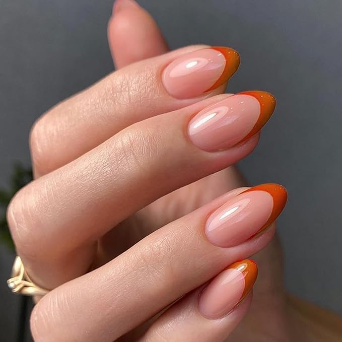 Dusty Red Semi Cured Gel Nail Strips French Tip 20Pcs Clear UV Gel Nail Stickers Glossy Nails Polish Strips UV/LED Light Needed Self Adhesive Full Polish Nails Wraps for Women