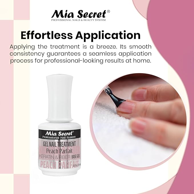 Mia Secret Professional Peach Parfait Scented Gel Nail Treatment Keratin Base & Top Gel 0.5 FLoz