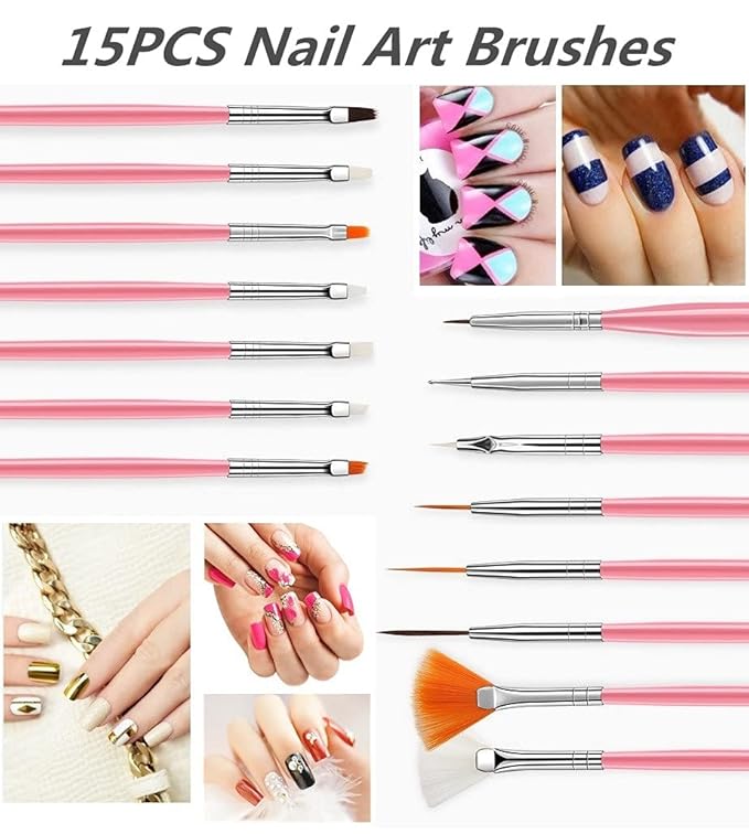 23Pcs Nail Art Brushes,Nail Art Painting Tool Set,Nail Dotting Tools,Nail Dust Brush,Striping Nail Art Liner Brushes for Long Lines,Nail Drawing Pen for Nail Design