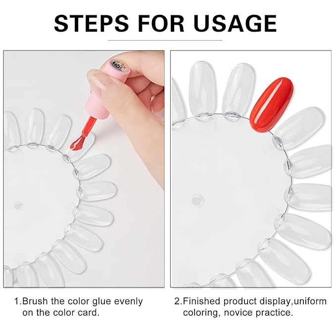 20Pcs False Nail Swatches Wheels Nail Wheel Art Plastic Nail Polish Display Wheel for Manicure Swatches for Nail Polish Color Show Nail (Clear 20 Tips)