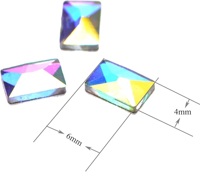 AD Beads Top Czech AB Crystal Flatback Rhinestone Nail Art Decoration Multi Shape (S16 Cosmic 4x6mm, 100 Pcs)