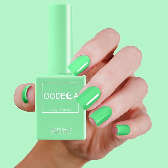 15ml Mint Green Gel Nail Polish, Teal Gel Polish, Turquoise Color Same Color Same Bottle, High Gloss U V Soak Off Nail, DIY Sparkle Manicure Salon