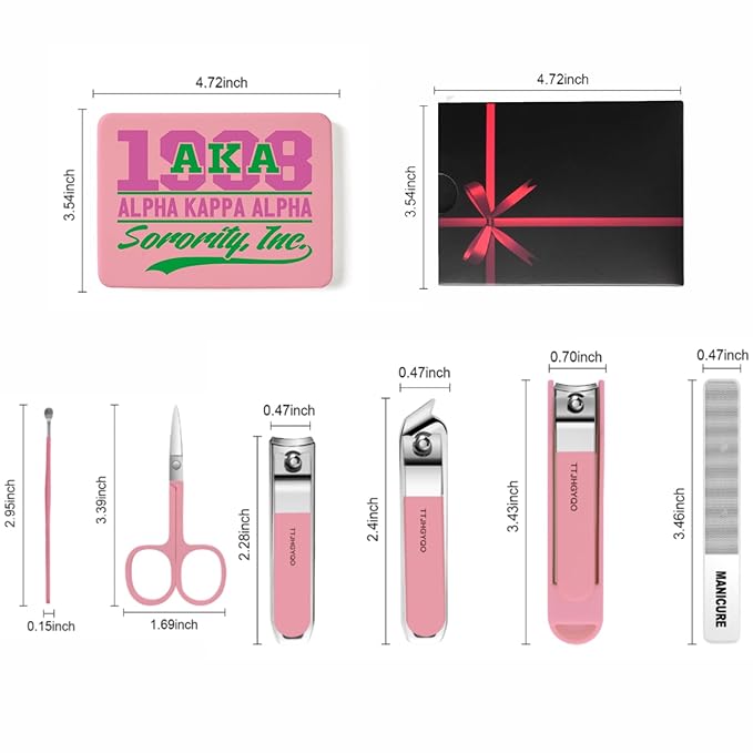 Nail Clippers and Beauty Tool,Portable Set Nail Clipper Set,Manicure Kit for Women,Manicure Set 6 in 1 AKA Sorority Gifts Nail Kit Suitable for for Women (AKA Pink)