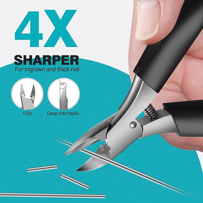 Toenail Clippers for Ingrown & Thick Toenails - Idea Stocking Stuffers Gift for Men & Dad, Heavy Duty Toe Nail Clippers with Sharp Blades & Long Handle, Professional Pedicure Tool Easy Deep in Nails