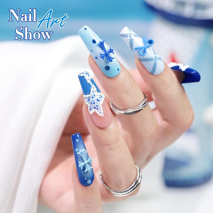 Double Rhythm 6 Pcs 15 ML Gel Polish Set Same Color Same Bottle Soak Off Gel Polish Kit Nail Art Manicure Salon DIY at Home for Women (Pale Dark Midnight Blue Navy Gray -T6-74)
