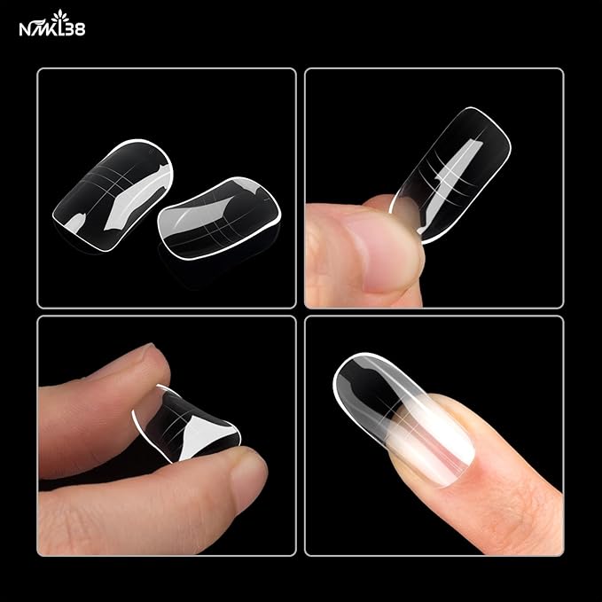 NMKL38 150PCS Dual Nail Forms 12 Sizes Extension Poly Nail Gel Full Cover Nail Molds With Scale Nail Art Design for Salon DIY at Home