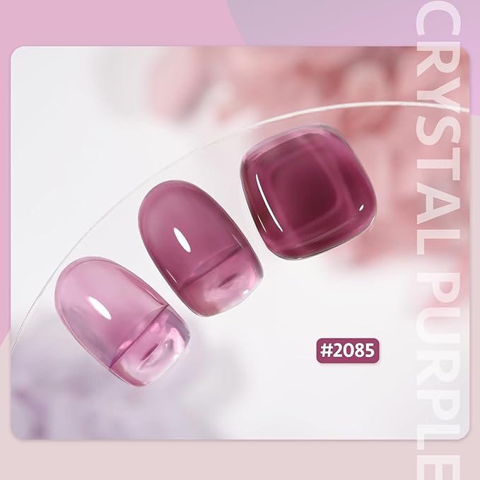 GAOY Jelly Purple Gel Nail Polish, 16ml Sheer Natural Translucent Soak Off Gel Polish, UV Light Cure for Nail Art DIY, 2085 Crystal Purple