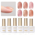 GAOY 6 Colors Builder Gel Set for Nails, Milky White Pink Nude Sheer Jelly Nail Strengthener, Soak Off Nail Extension Hard Gel, Rose Jelly, Base Coat Top Coat Needed