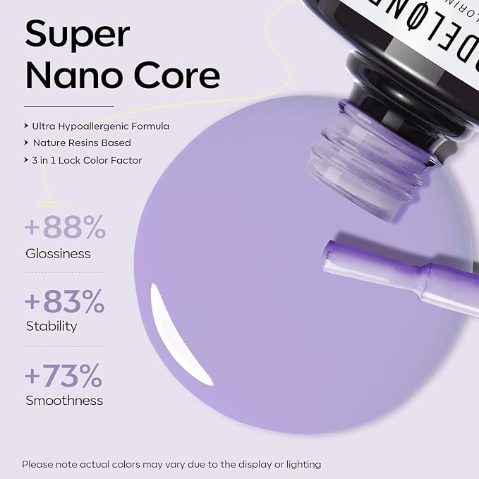 modelones Purple Gel Nail Polish Pastel Polish Lilac Purple Nail Polish Violet Soak Off Led Nail Gel Polish DIY Nail Art 15 ML
