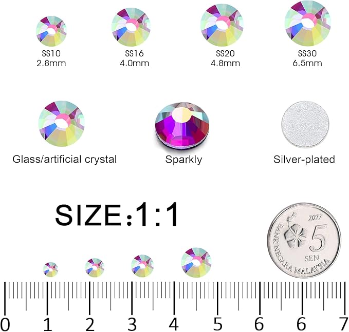 Flatback Rhinestones Bulk, 14400PCS Crystal AB Rhinestones for Clothes DIY Decoration Crafts, Crystal AB, SS20, 4.6-4.8mm