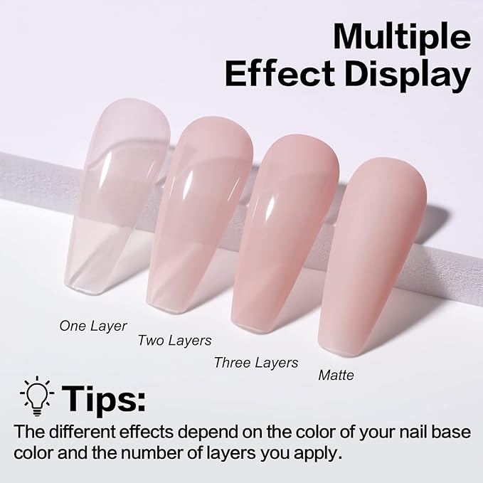 AIMEILI Hema Free Rubber Base Gel For Nails, Soak Off U V LED Clear Sheer Gel Nail Polish, 4 in 1 Nail Strengthen/Enhance/Base Coat/Color - (435) 10ml