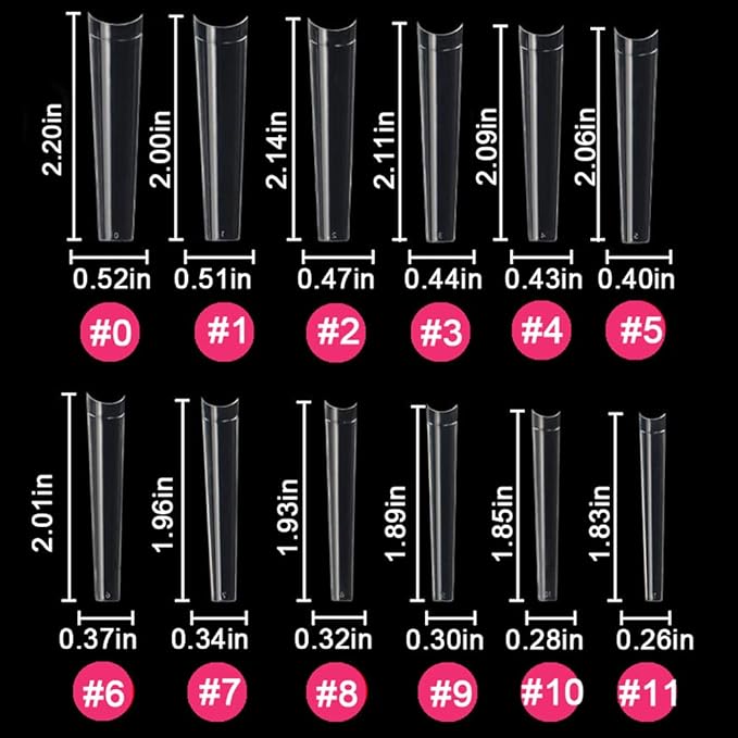 No C Curve 3XL Long Coffin Nail Tips, 420pcs Clear Acrylic Coffin Shape SWETIDY Flattened Half Cover False Nails for Salon&Home DIY French ABS Nail Art Tips,12 Sizes