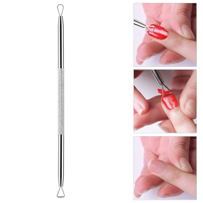 975 Pieces Lint Free Nail Art Gel Polish Remover Cotton Pad Nail Wipe With 1 Pcs Cuticle Double Head Pusher Remover Tool